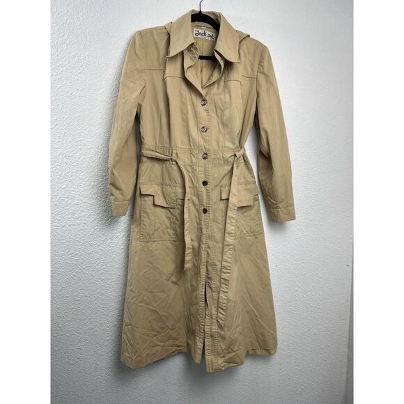 Jackets & Blazers - Vintage The Jack Set Beige Trench Coat Removable Hood Sz 13/14 Hong Kong Pockets